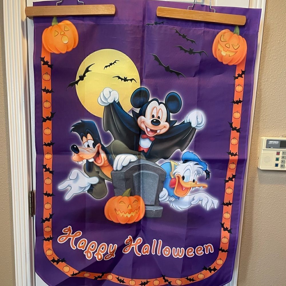 Disney Halloween Hamilton Flag Banner Big and Bright Mickey Dracula and Friends!